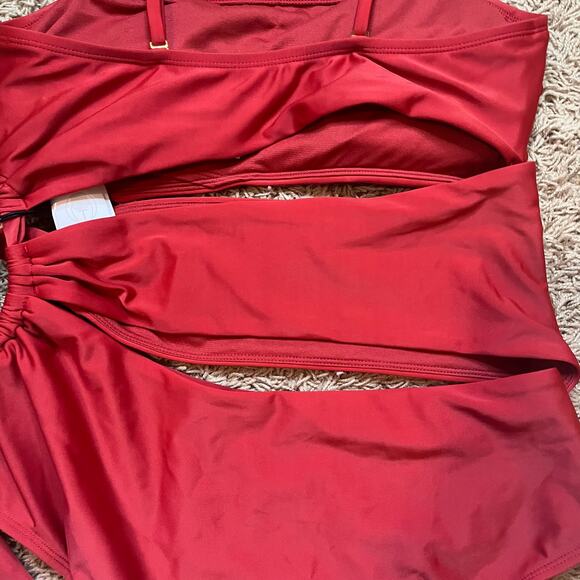 NWT! Shade & Shore Red One Piece Women's Swimsuit Size Large (12-14) - Picture 7 of 13